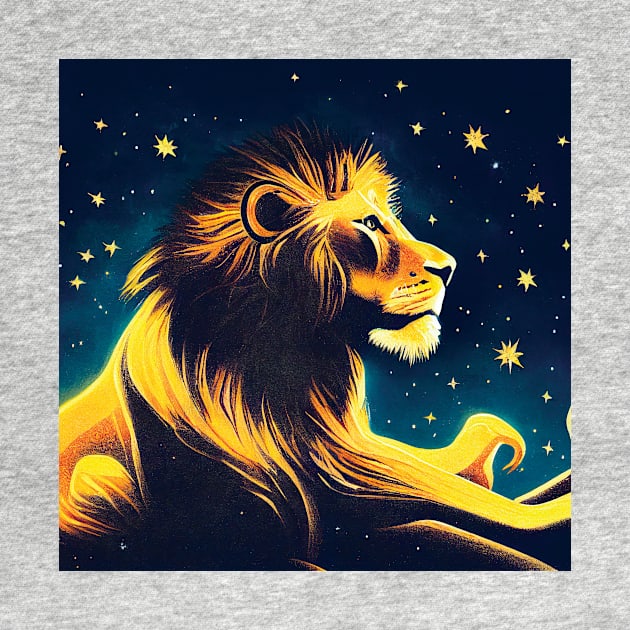 Lion Profile in the Stars Art by Geminiartstudio